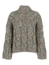 Brunello Cucinelli Women Wool And Cashmere Sweater With Sequins In Gray