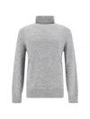 Brunello Cucinelli Wool Blend Turtleneck Sweater In Grigio