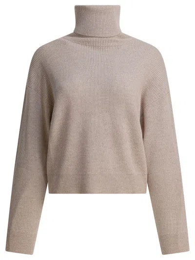 BRUNELLO CUCINELLI TURTLENECK SWEATER KNITWEAR BEIGE