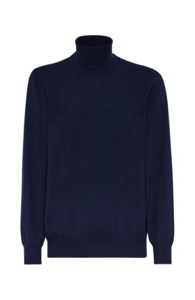 Brunello Cucinelli Turtleneck Sweater In Navy Blue