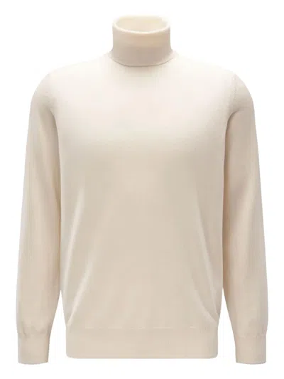 Brunello Cucinelli Essential Cashmere Turtleneck Sweater In White