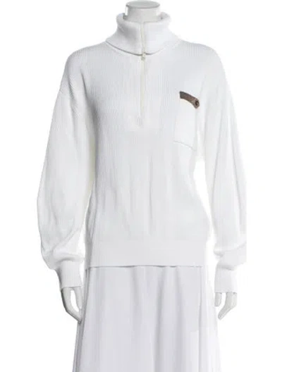 Pre-owned Brunello Cucinelli Turtleneck Sweater In White