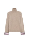 Brunello Cucinelli Turtleneck Sweater With Monili In Brown