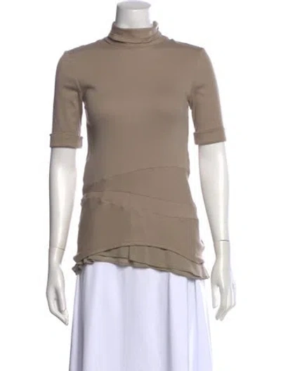Pre-owned Brunello Cucinelli Turtleneck Three-quarter Sleeve Top In Neutral
