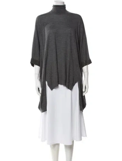 Pre-owned Brunello Cucinelli Turtleneck Three-quarter Sleeve Tunic In Gray