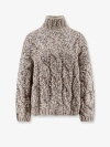 Brunello Cucinelli Wool And Cashmere Turtleneck Sweater With Sequins In Gray