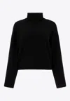 Brunello Cucinelli Turtleneck Wool Blend Sweater In Black