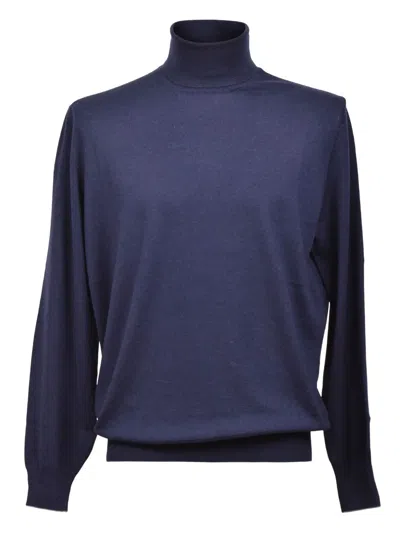 Brunello Cucinelli Turtleneck Wool Sweater In Blue