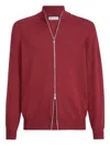 Brunello Cucinelli Turtleneck Zipper Cashmere Cardigan In Red