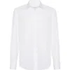 Brunello Cucinelli Button-down Collar Cotton Shirt With Curved Hem In White