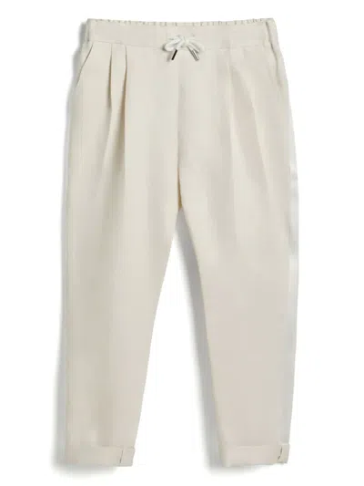 Brunello Cucinelli Kids' Tuxedo Trousers In White
