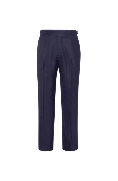 Brunello Cucinelli Tuxedo Trousers With Pleats In Blue