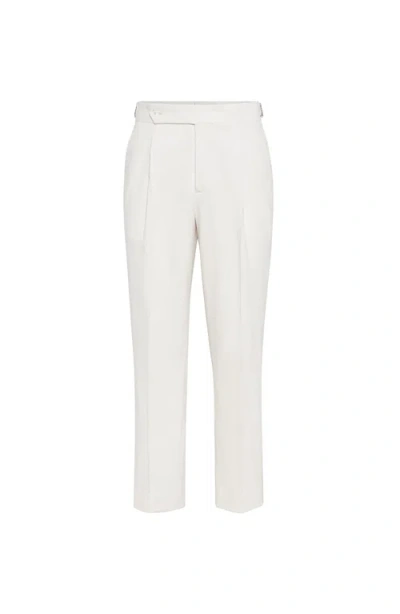 Brunello Cucinelli Tuxedo Trousers With Pleats In White