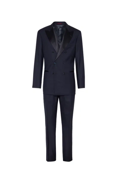 Brunello Cucinelli Tuxedo With One-and-a-half-breasted Jacket In Navy Blue