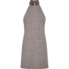 Brunello Cucinelli Halter-neck Herringbone Tweed Dress In Brown