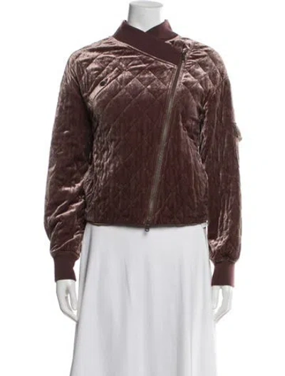 Pre-owned Brunello Cucinelli Tweed Pattern Bomber Jacket In Purple