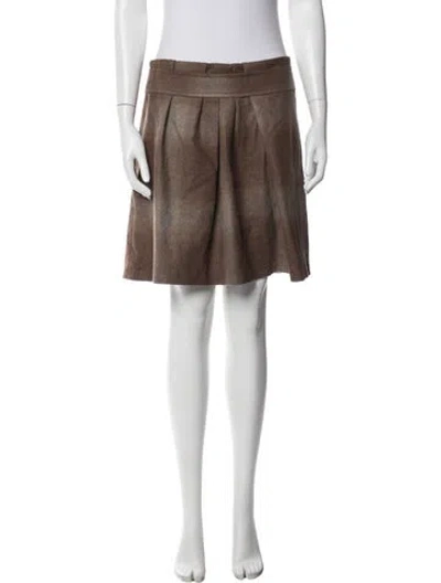 Pre-owned Brunello Cucinelli Tweed Pattern Mini Skirt In Brown