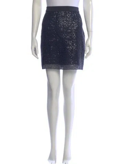 Pre-owned Brunello Cucinelli Tweed Pattern Mini Skirt W/ Tags In Blue