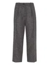 Brunello Cucinelli Herringbone Tweed Pleated Trousers In Gray