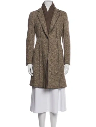 Pre-owned Brunello Cucinelli Tweed Tweed Pattern Peacoat In Brown