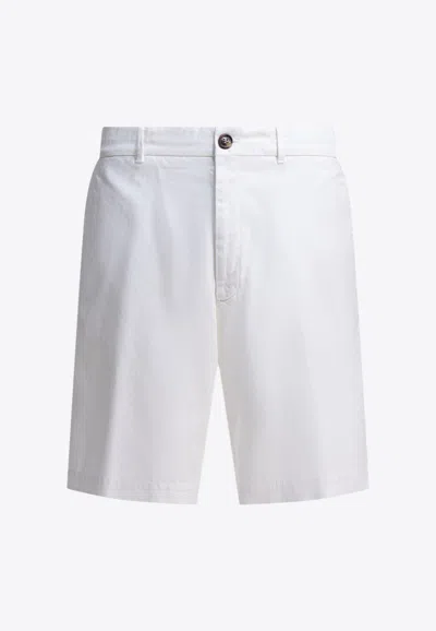 Brunello Cucinelli Twill Bermuda Shorts In White