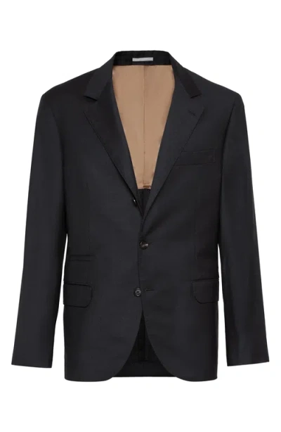 Brunello Cucinelli Houndstooth Blazer In Anthracite