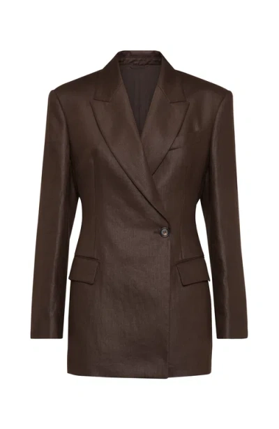 Brunello Cucinelli Twill Blazer In Chocolate