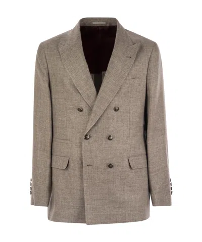 BRUNELLO CUCINELLI BRUNELLO CUCINELLI DOUBLE-BREASTED TWILL BLAZER