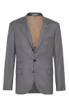 Brunello Cucinelli Single-breasted Chalk-stripe Blazer In Grey