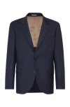 Brunello Cucinelli Twill Blazer In Navy Blue