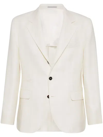 Brunello Cucinelli Twill Blazer In Neutrals