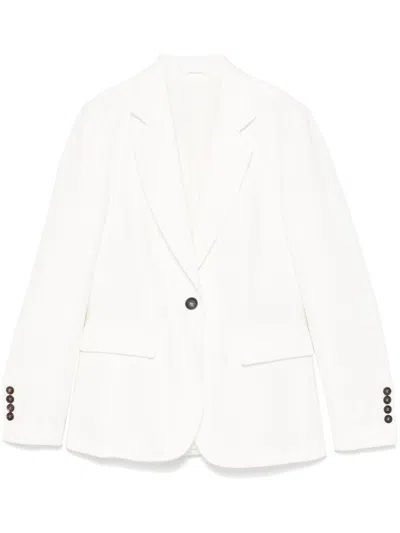 Brunello Cucinelli Twill Blazer In Neutrals