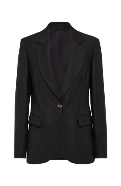 BRUNELLO CUCINELLI BRUNELLO CUCINELLI TWILL BLAZER WITH MONILI
