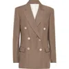 Brunello Cucinelli Women Linen Blend Double-breasted Jacket In Cocoa