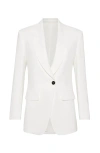 Brunello Cucinelli Fluid Linen Blend Twill Blazer In White