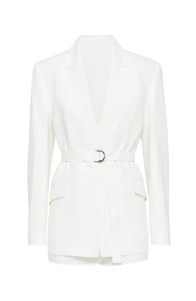 Brunello Cucinelli Twill Blazer With Monili In White