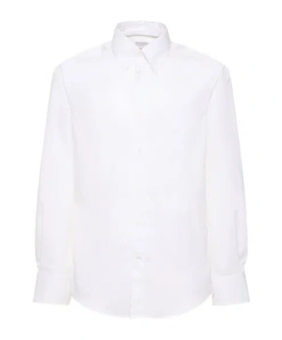 Brunello Cucinelli Twill Button Shirt In White