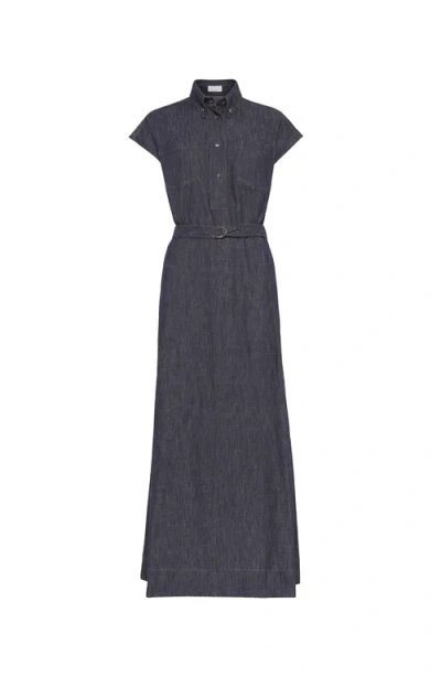 BRUNELLO CUCINELLI BRUNELLO CUCINELLI TWILL CHEMISIER DRESS WITH MONILI