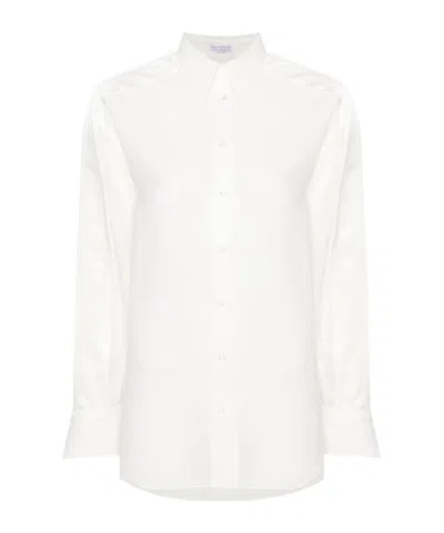 Brunello Cucinelli Twill Cotton Shirt In White