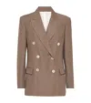 Brunello Cucinelli Women Linen Blend Double-breasted Jacket In Brown