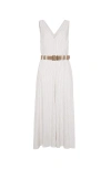Brunello Cucinelli Twill Dress With Monili In Tobacco
