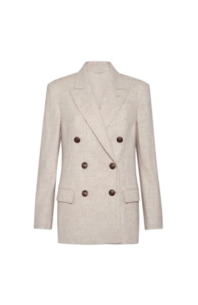 Brunello Cucinelli Twill Flannel Blazer In Neutral