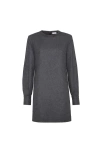 Brunello Cucinelli Twill Flannel Dress With Monili In Gray