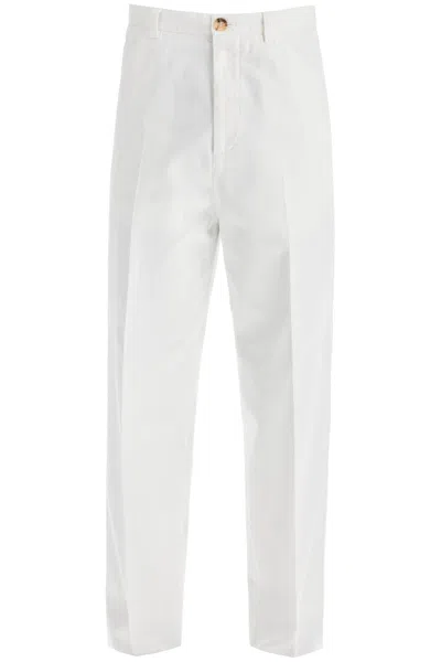 Brunello Cucinelli Twill Gabardine Trousers With Garment In White