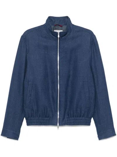 Brunello Cucinelli Twill Jacket In Blue
