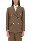 Brunello Cucinelli Women Fluid Viscose And Linen Twill Jacket With Shiny Cuffs In Brown