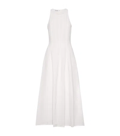 Brunello Cucinelli Twill Midi Dress In Sand