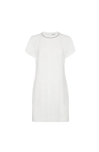 BRUNELLO CUCINELLI BRUNELLO CUCINELLI TWILL MINI DRESS WITH MONILI