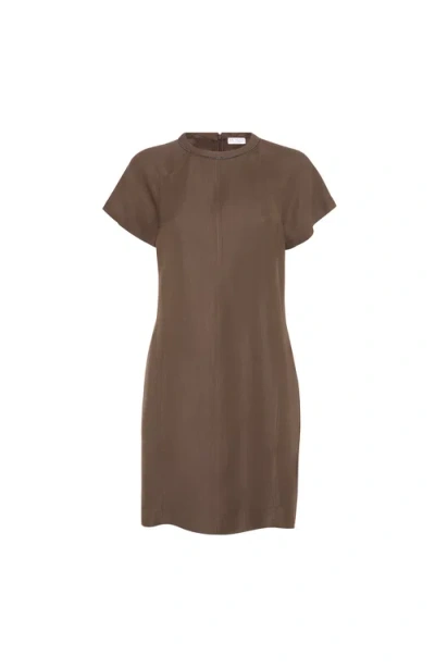 BRUNELLO CUCINELLI BRUNELLO CUCINELLI TWILL MINI DRESS WITH MONILI