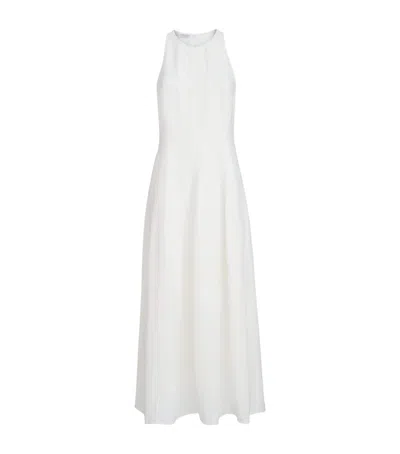 Brunello Cucinelli Twill Pleated Maxi Dress In Neutral